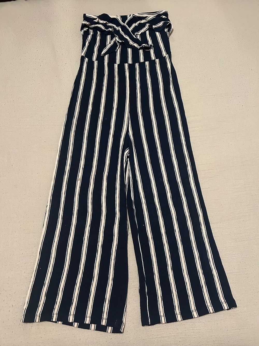 Love Tree Navy and Cream Striped Garment Romper